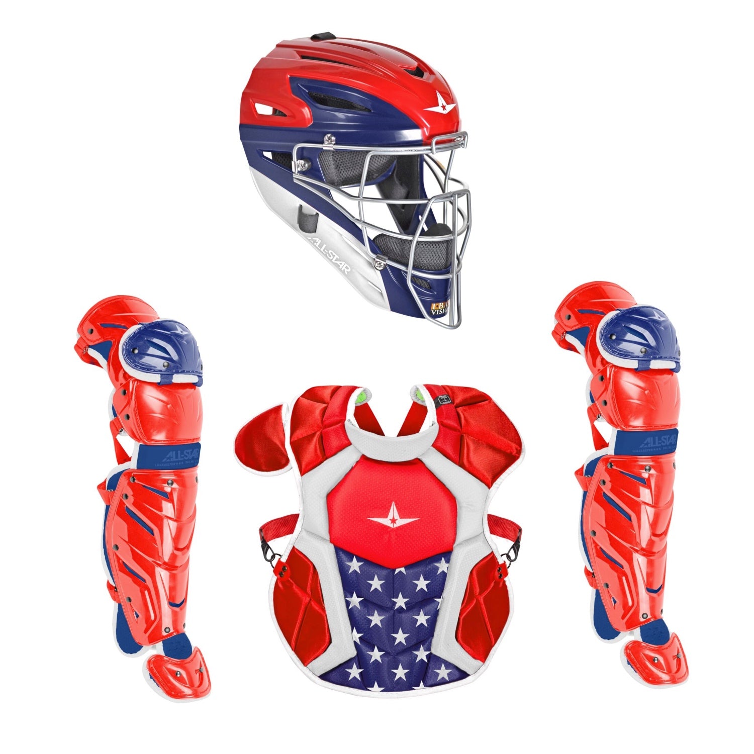 All Star Intermediate System7 Axis USA Pro Catcher's Set Red/White/Blue