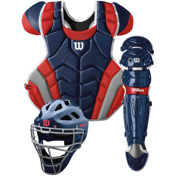 Team Issued New York Mets Catcher Gear - Blue and Orange Wilson Model -  Includes Mask, Shinguards, Chest Protector, Helmet and Bag - 2017 Season